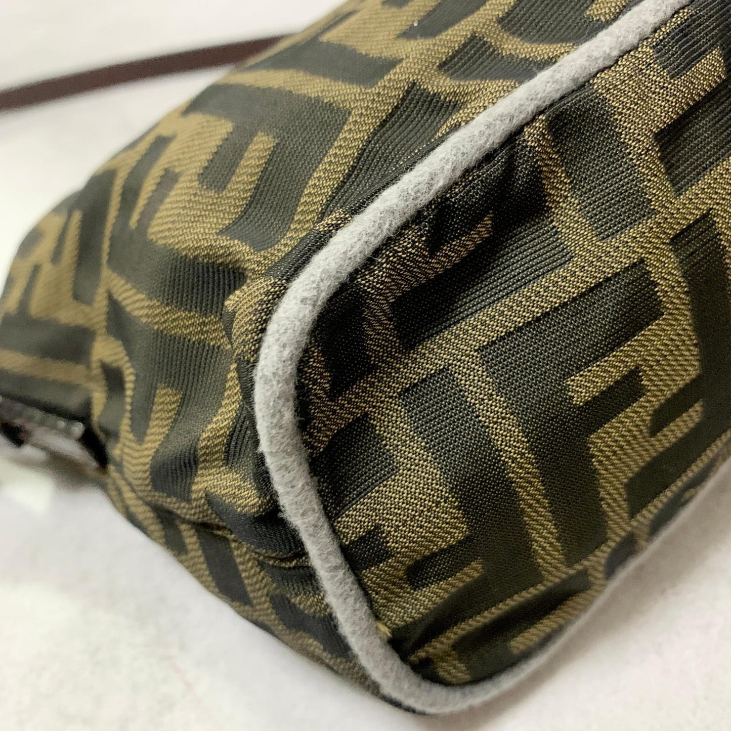 FENDI Bag FF Zucca Mamma Baguette Pouch Shoulder Purse Canvas Brown Authentic