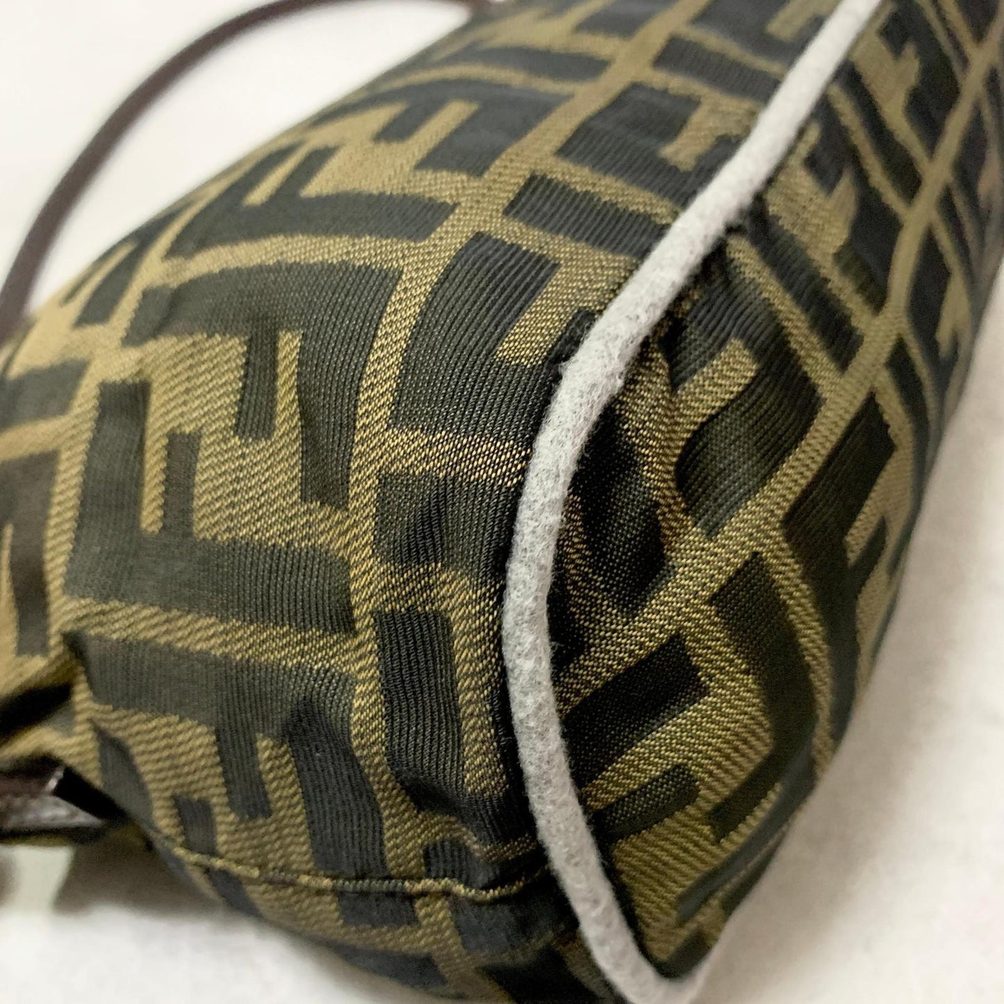 FENDI Bag FF Zucca Mamma Baguette Pouch Shoulder Purse Canvas Brown Authentic