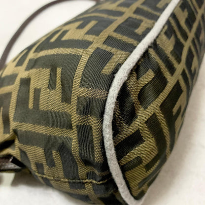 FENDI Bag FF Zucca Mamma Baguette Pouch Shoulder Purse Canvas Brown Authentic
