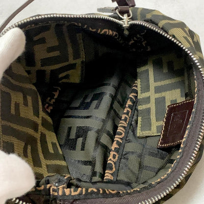 FENDI Bag FF Zucca Mamma Baguette Pouch Shoulder Purse Canvas Brown Authentic