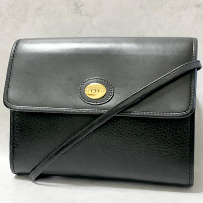Christian Dior Bag CD Shoulder Purse Leather Black Gold  Used Women's Authentic