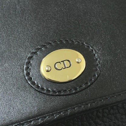 Christian Dior Bag CD Shoulder Purse Leather Black Gold  Used Women's Authentic