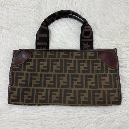 FENDI Hand Bag Tote Purse FF Zucca Brown Khaki Authentic