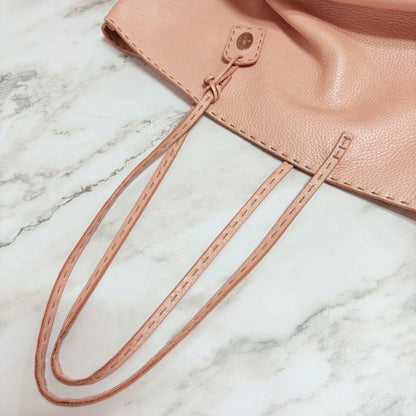 FENDI Hand Bag Tote Purse Selleria Leather Pink Orange Authentic