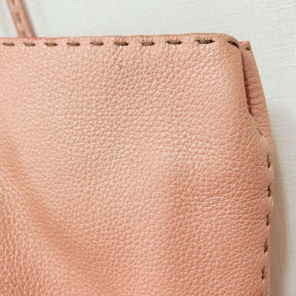 FENDI Hand Bag Tote Purse Selleria Leather Pink Orange Authentic