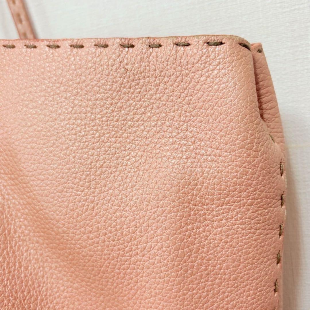 FENDI Hand Bag Tote Purse Selleria Leather Pink Orange Authentic
