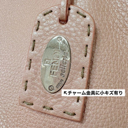 FENDI Hand Bag Tote Purse Selleria Leather Pink Orange Authentic