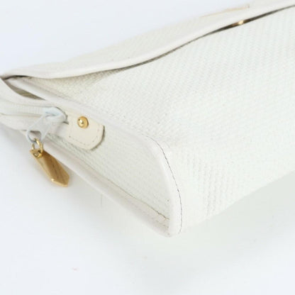 Saint Laurent Clutch Bag Second Bag YSL Cassandra Leather White Authentic