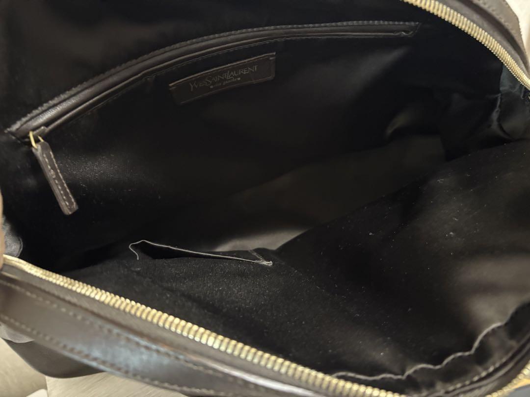 Saint Laurent Hand Bag Tote Purse MUSE Leather Dark Brown Authentic