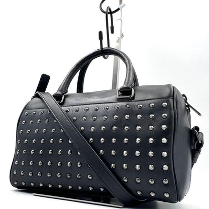 Saint Laurent Paris Hand Shoulder Bag Tote Purse 2way Logo Leather Black Auth