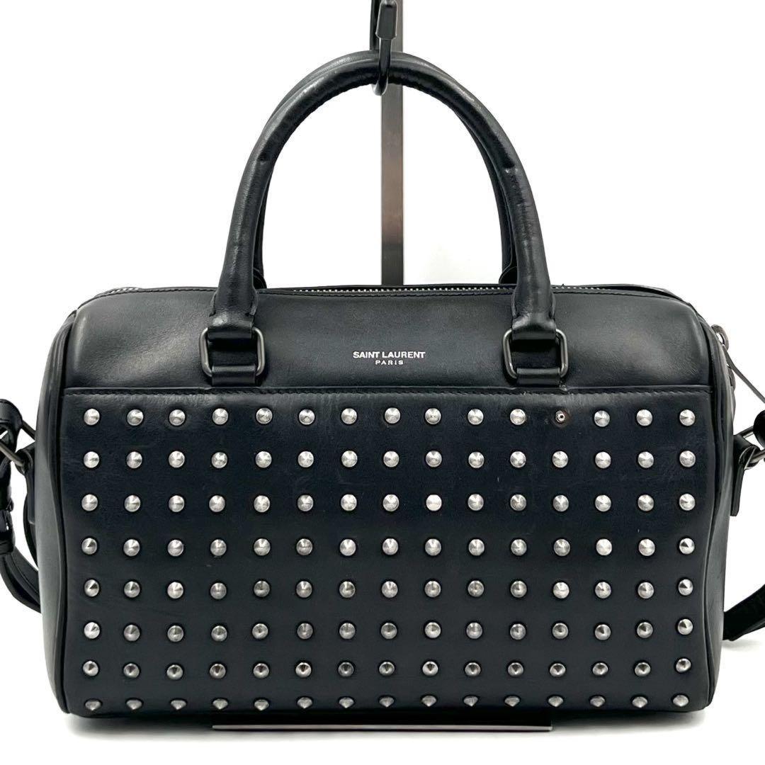 Saint Laurent Paris Hand Shoulder Bag Tote Purse 2way Logo Leather Black Auth