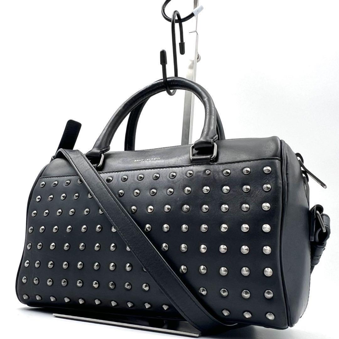Saint Laurent Paris Hand Shoulder Bag Tote Purse 2way Logo Leather Black Auth