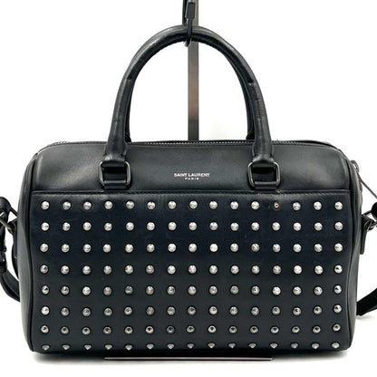 Saint Laurent Paris Hand Shoulder Bag Tote Purse 2way Logo Leather Black Auth