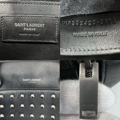 Saint Laurent Paris Hand Shoulder Bag Tote Purse 2way Logo Leather Black Auth
