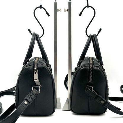 Saint Laurent Paris Hand Shoulder Bag Tote Purse 2way Logo Leather Black Auth