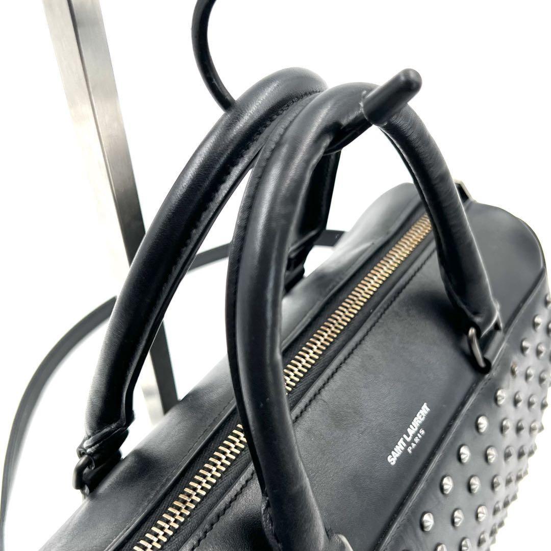 Saint Laurent Paris Hand Shoulder Bag Tote Purse 2way Logo Leather Black Auth