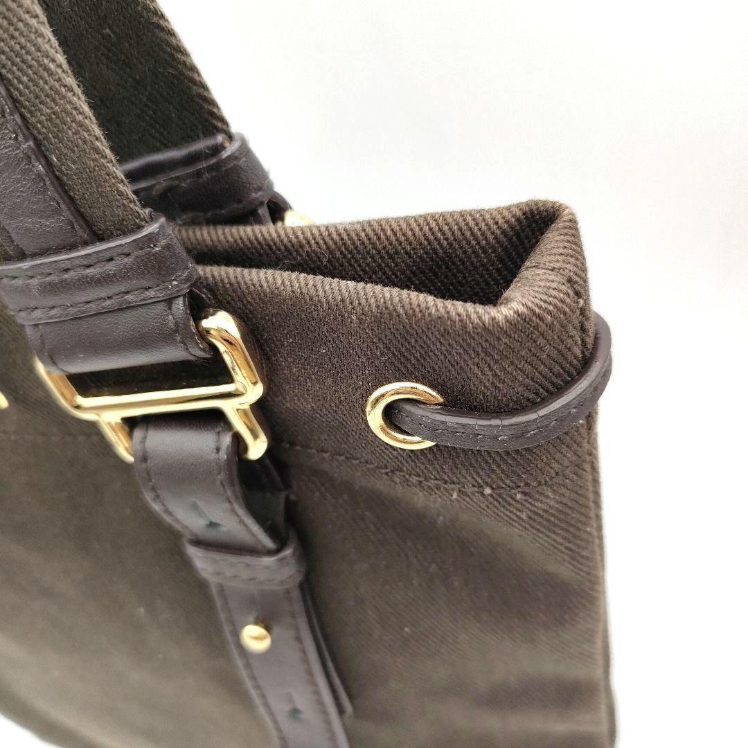 Saint Laurent Hand Bag Tote Purse YSL Cassandra Canvas Leather Brown Authentic