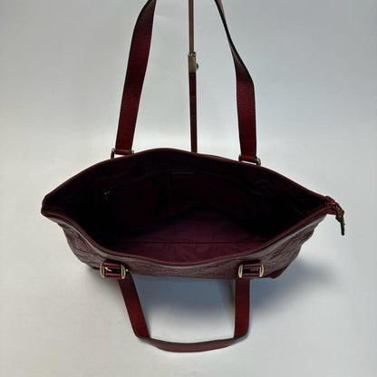 GUCCI Hand Bag Tote Purse GG Shima Leather Red Bordeaux Authentic