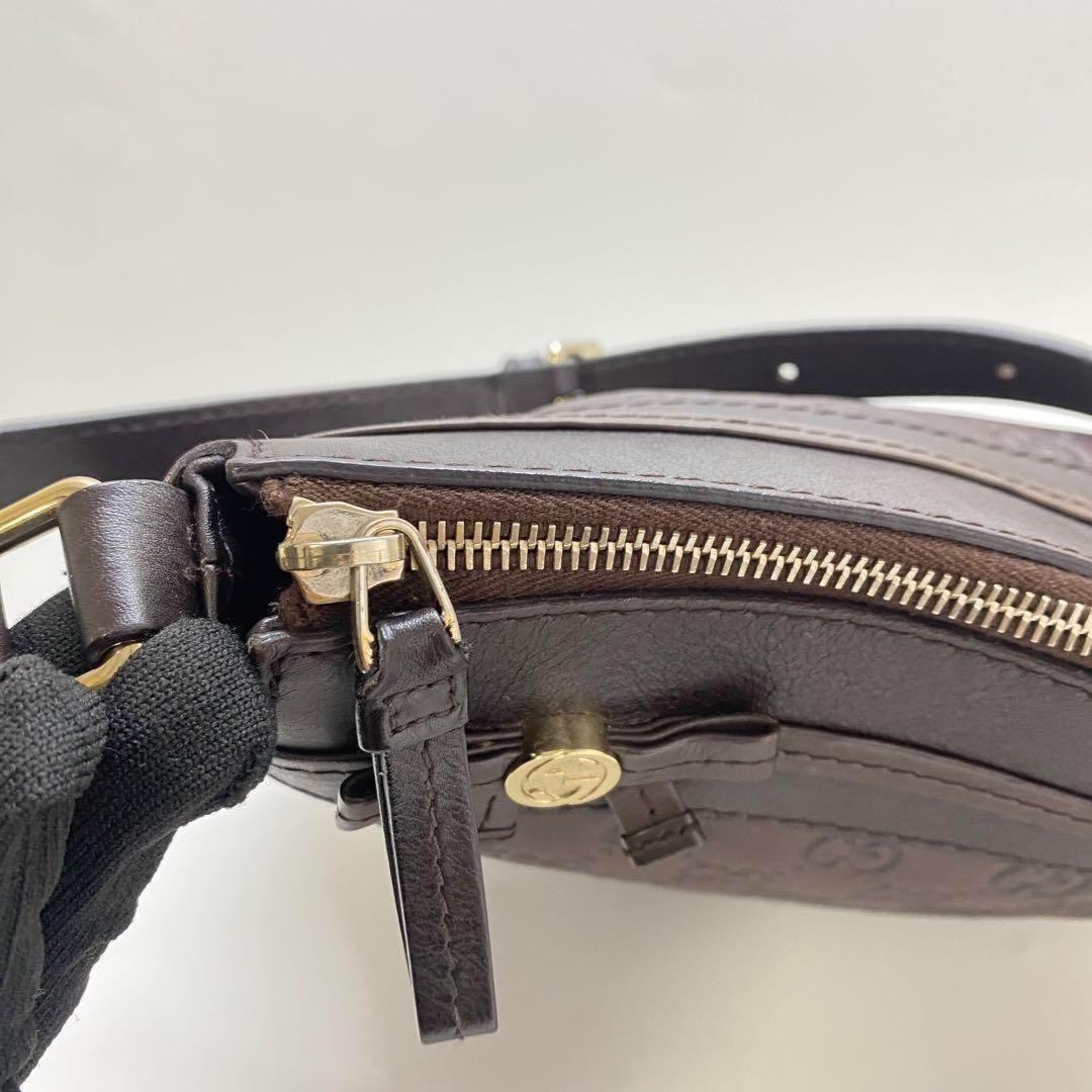 GUCCI Shoulder Bag Purse GG Shima Brown Authentic