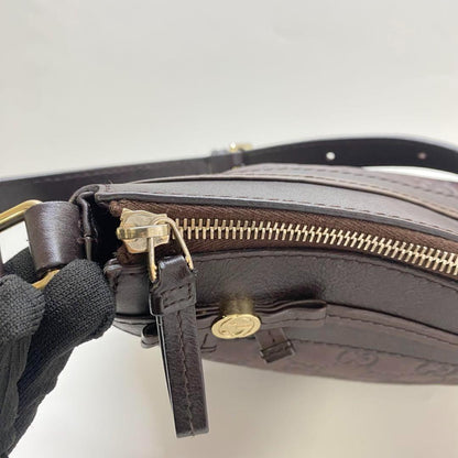 GUCCI Shoulder Bag Purse GG Shima Brown Authentic