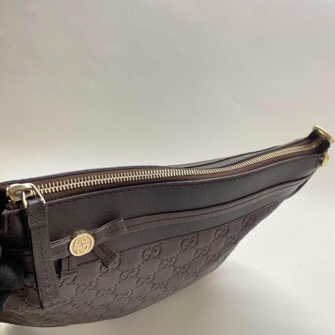 GUCCI Shoulder Bag Purse GG Shima Brown Authentic