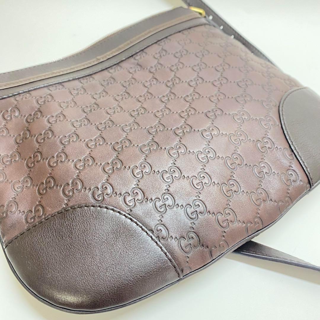 GUCCI Shoulder Bag Purse GG Shima Brown Authentic