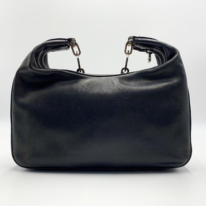GUCCI Shoulder Bag Purse Chain Leather Black Authentic