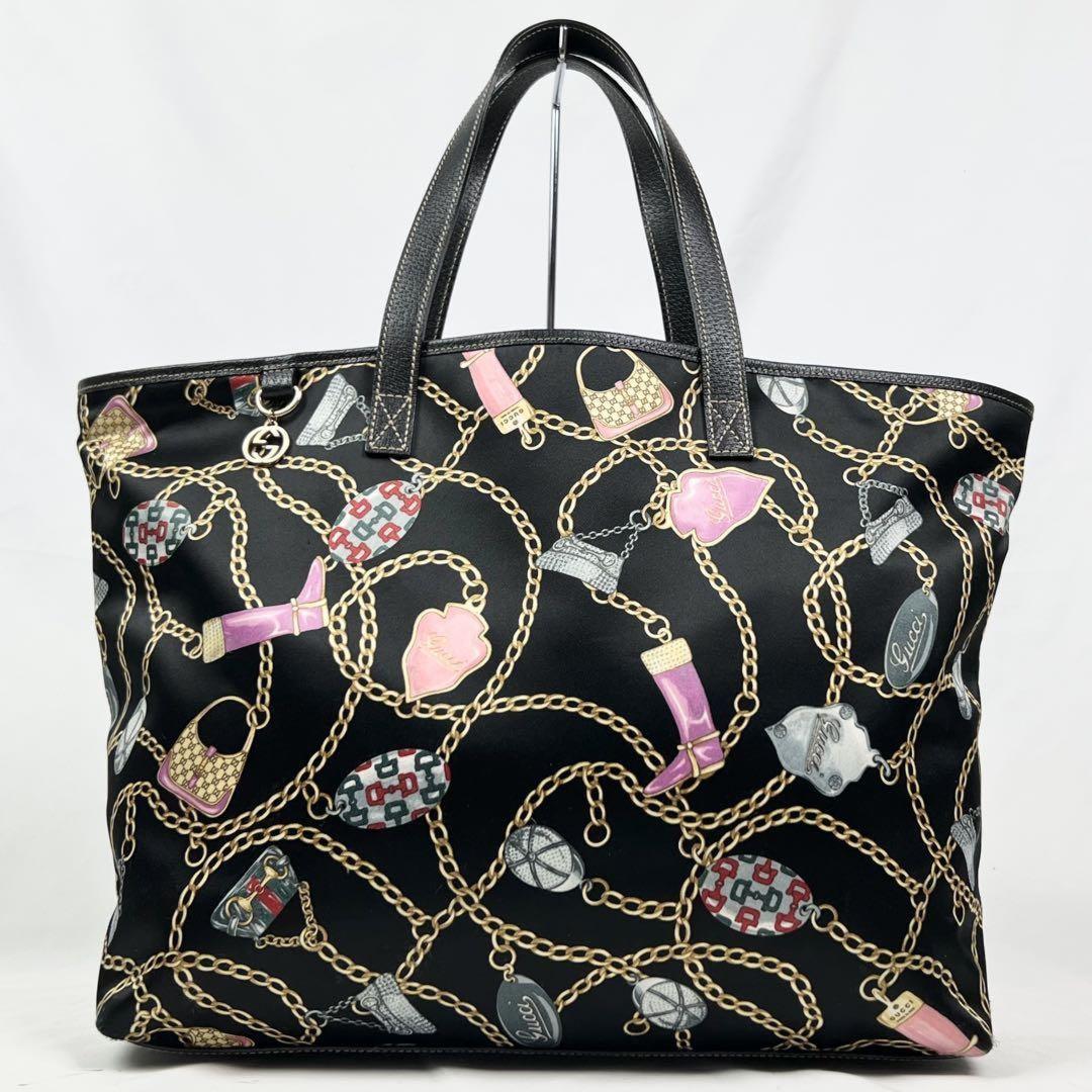 GUCCI Hand Bag Tote Purse Satin Leather Multicolor Authentic