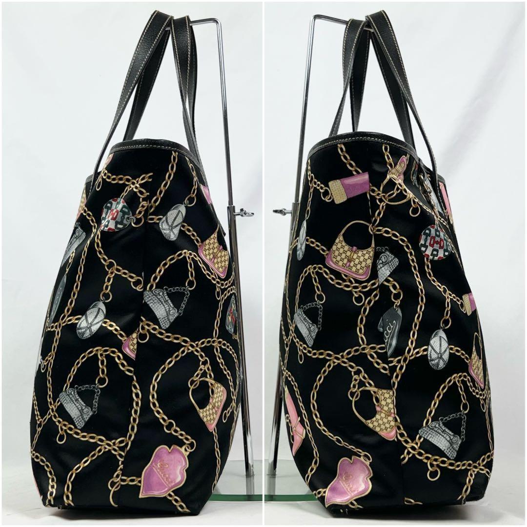 GUCCI Hand Bag Tote Purse Satin Leather Multicolor Authentic