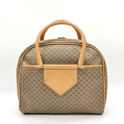 GUCCI Hand Bag Tote Purse Mini Boston GG PVC Leather Beige Authentic
