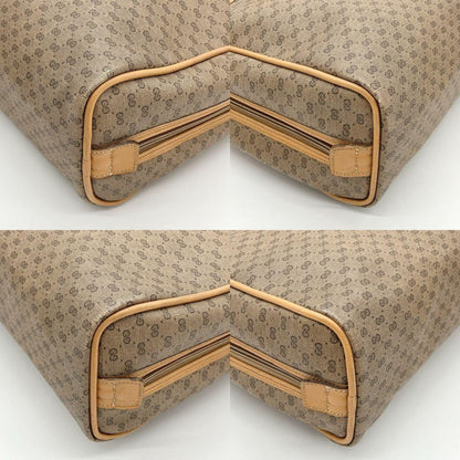 GUCCI Hand Bag Tote Purse Mini Boston GG PVC Leather Beige Authentic