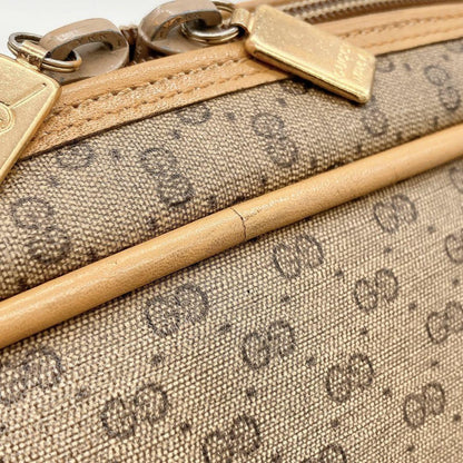 GUCCI Hand Bag Tote Purse Mini Boston GG PVC Leather Beige Authentic