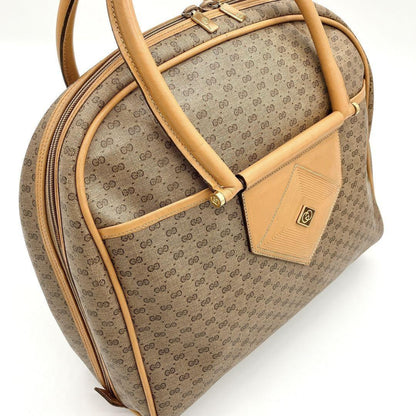 GUCCI Hand Bag Tote Purse Mini Boston GG PVC Leather Beige Authentic