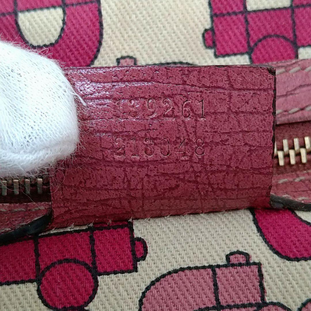 GUCCI Hand Bag Tote Purse Sherry Line GG Canvas Beige Pink Authentic