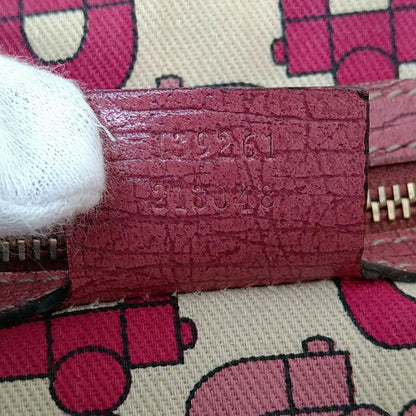 GUCCI Hand Bag Tote Purse Sherry Line GG Canvas Beige Pink Authentic