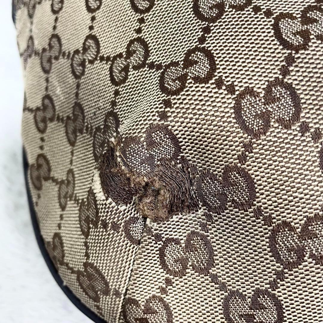 GUCCI Shoulder Bag Purse Sherry Line GG Canvas Leather Beige Brown Authentic