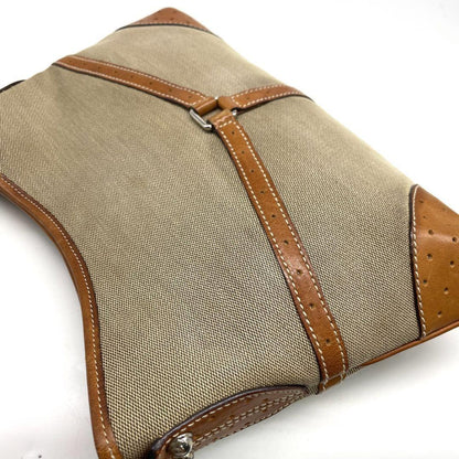 GUCCI Shoulder Bag Purse Sherry Line Canvas Leather Beige Authentic