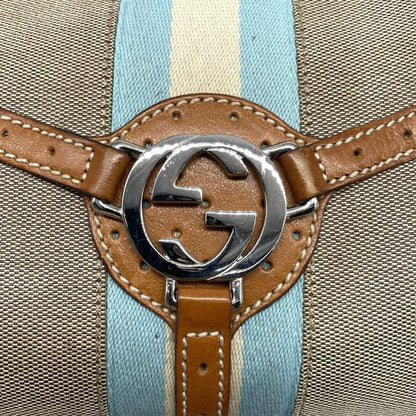 GUCCI Shoulder Bag Purse Sherry Line Canvas Leather Beige Authentic