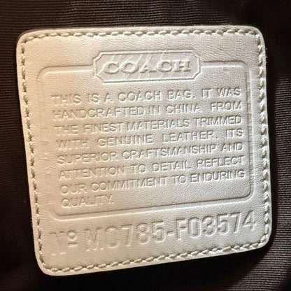COACH Shoulder Bag Purse Signature Canvas Leather White Brown Authentic