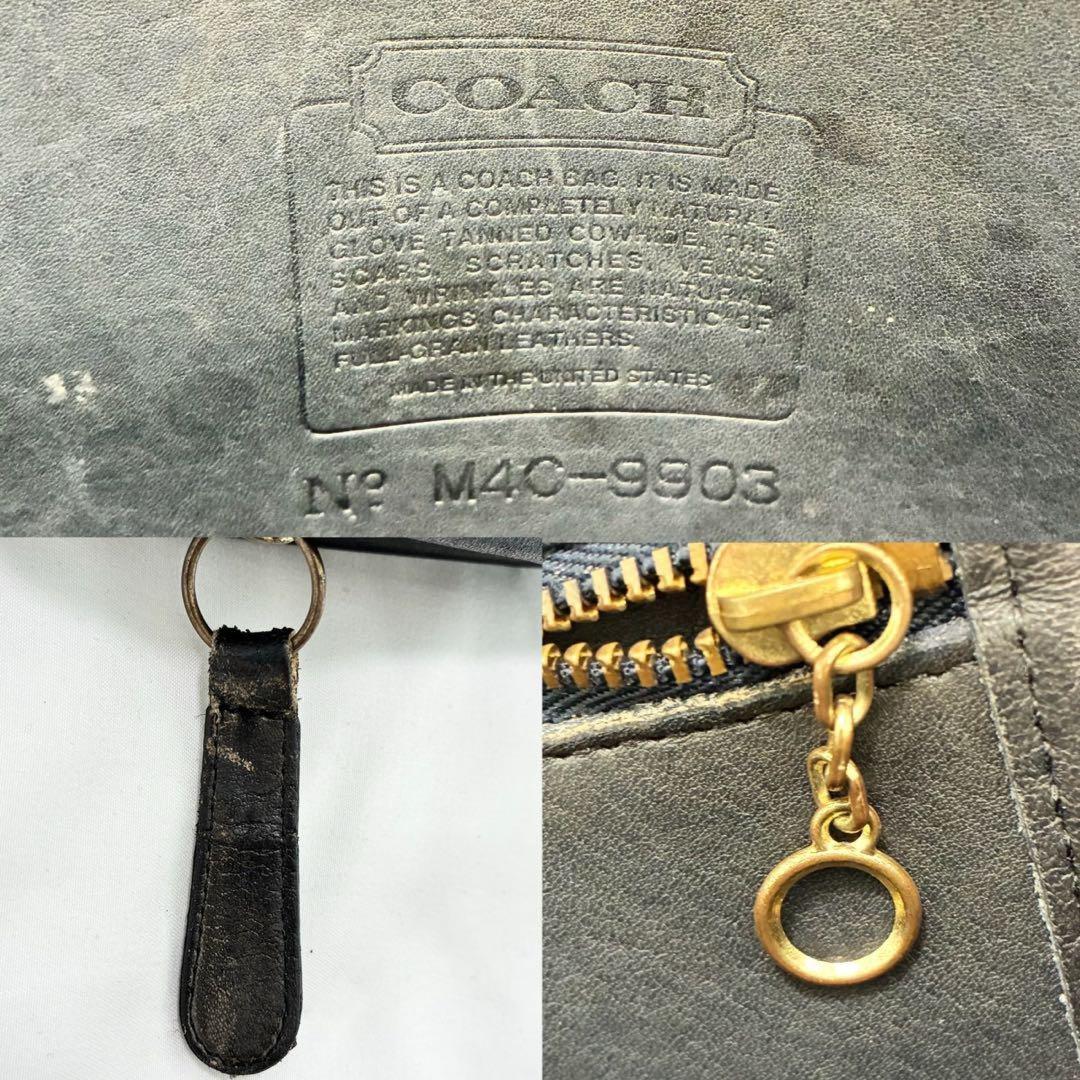 COACH Hand Bag Tote Purse Old 9903 Leather Black Authentic