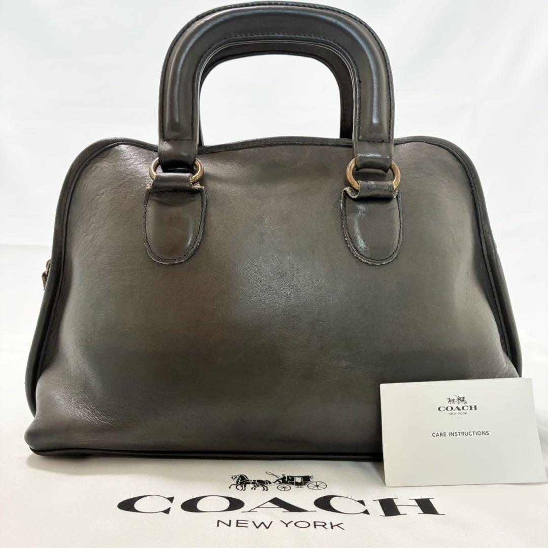 COACH Hand Bag Tote Purse Old 9903 Leather Black Authentic