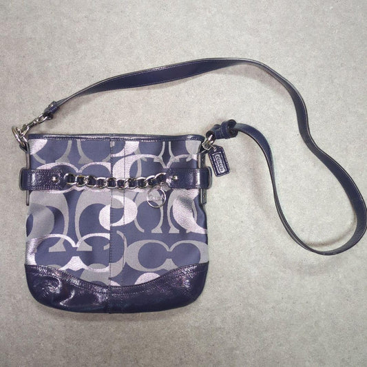 COACH Shoulder Bag Purse Signature Navy Authentic