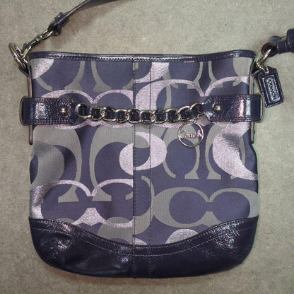 COACH Shoulder Bag Purse Signature Navy Authentic