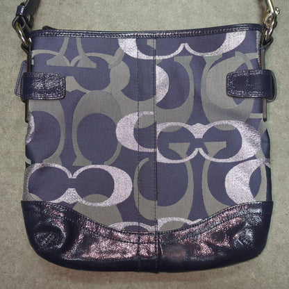 COACH Shoulder Bag Purse Signature Navy Authentic
