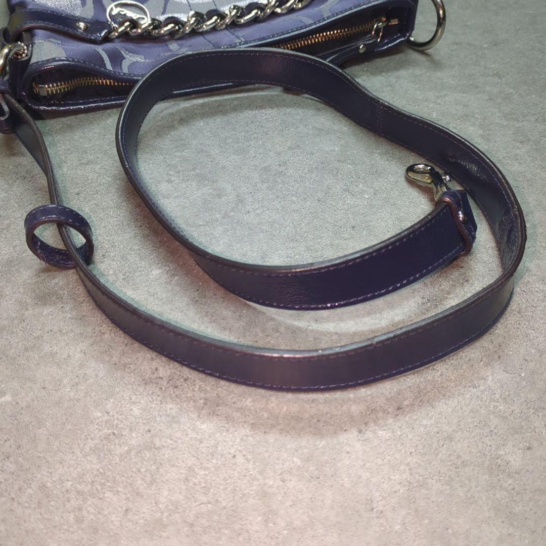 COACH Shoulder Bag Purse Signature Navy Authentic
