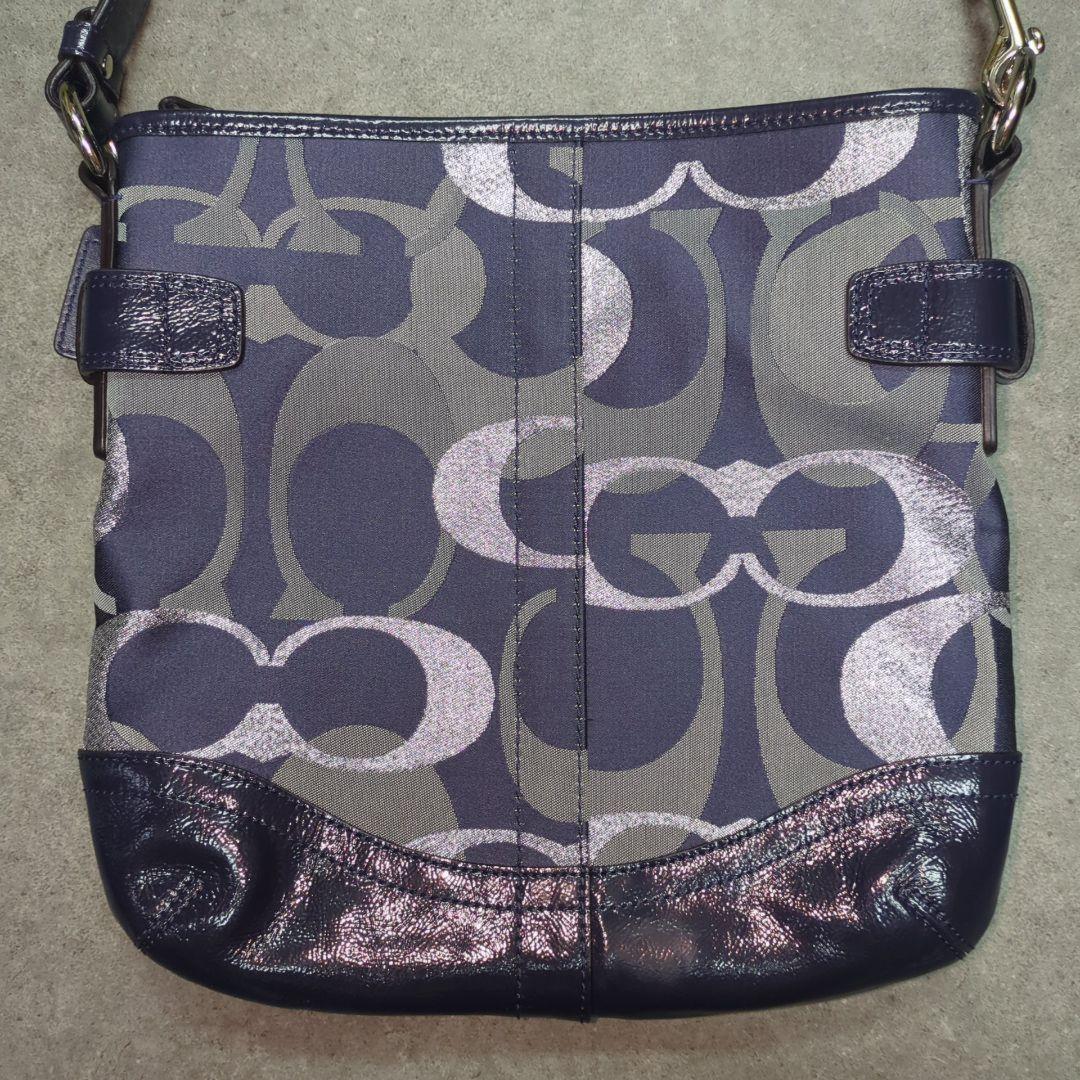 COACH Shoulder Bag Purse Signature Navy Authentic