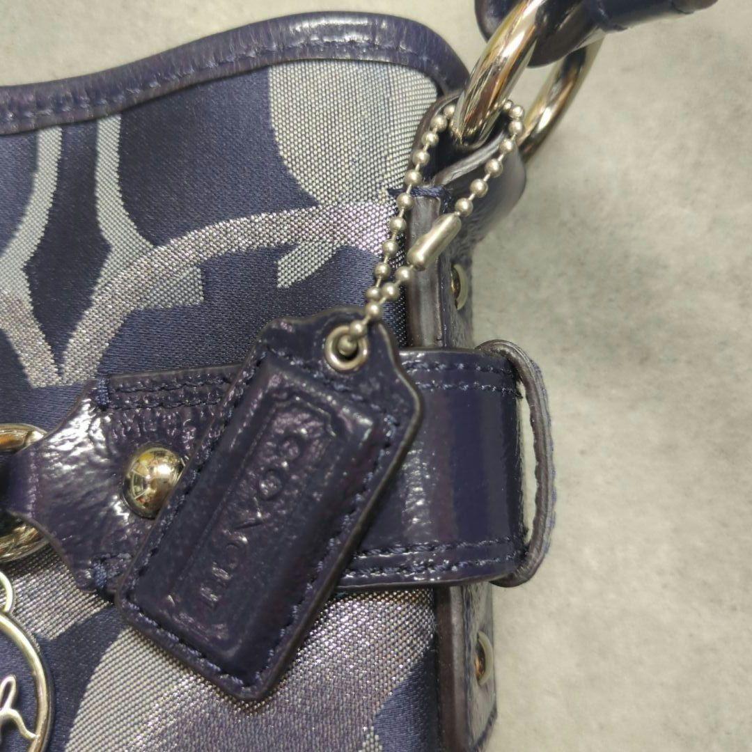 COACH Shoulder Bag Purse Signature Navy Authentic