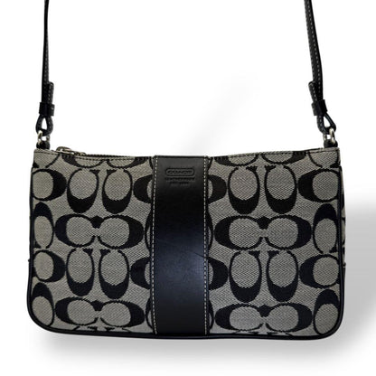 COACH Shoulder Bag Purse Signature 6338 Canvas Black Authentic
