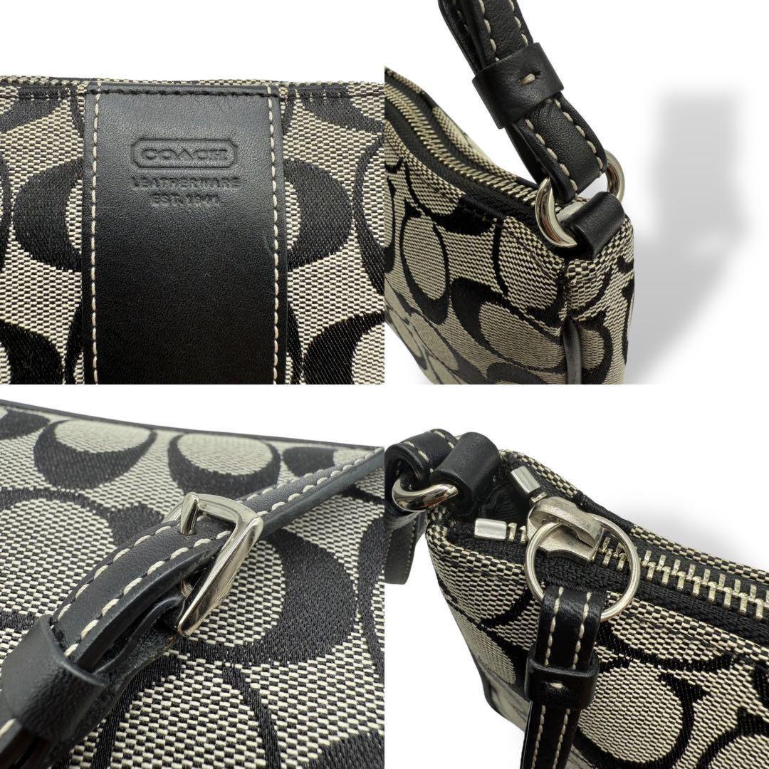 COACH Shoulder Bag Purse Signature 6338 Canvas Black Authentic