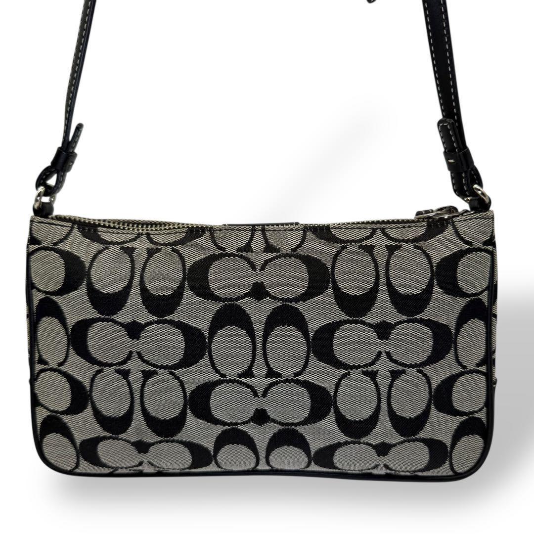 COACH Shoulder Bag Purse Signature 6338 Canvas Black Authentic